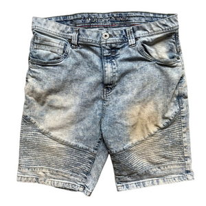 Bauhaus Casual Light Blue Dirty Denim Men's Shorts Size 36 Moto Jean Casual